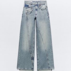 NWT ZARA DECONSTRUCTED TRF WIDE LEG JEANS SIZE 14